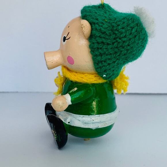 Vintage Wood Pig Christmas Tree Ornament - Picture 4 of 7